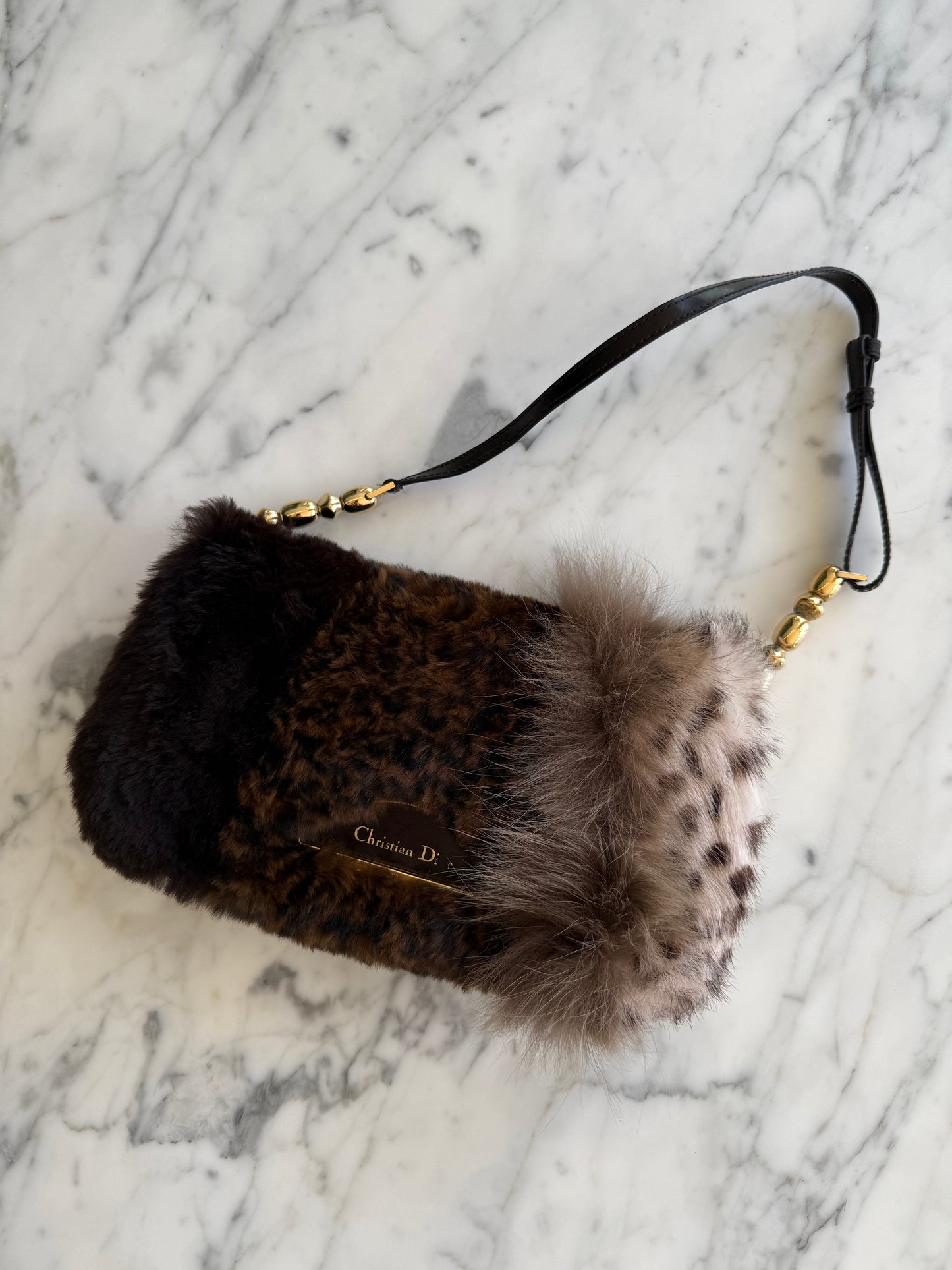 Christian Dior Patchwork Malice Fur Bag