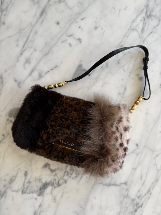 Christian Dior Patchwork Malice Fur Bag
