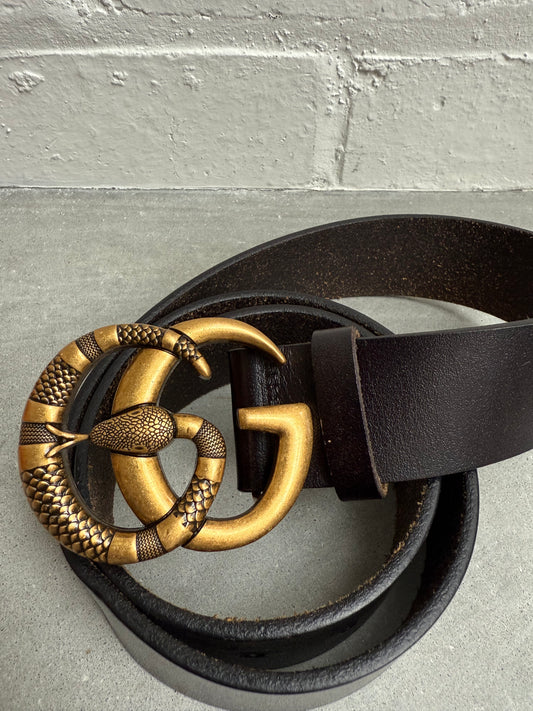 Gucci Leather Belt with Snake GG  Buckle
