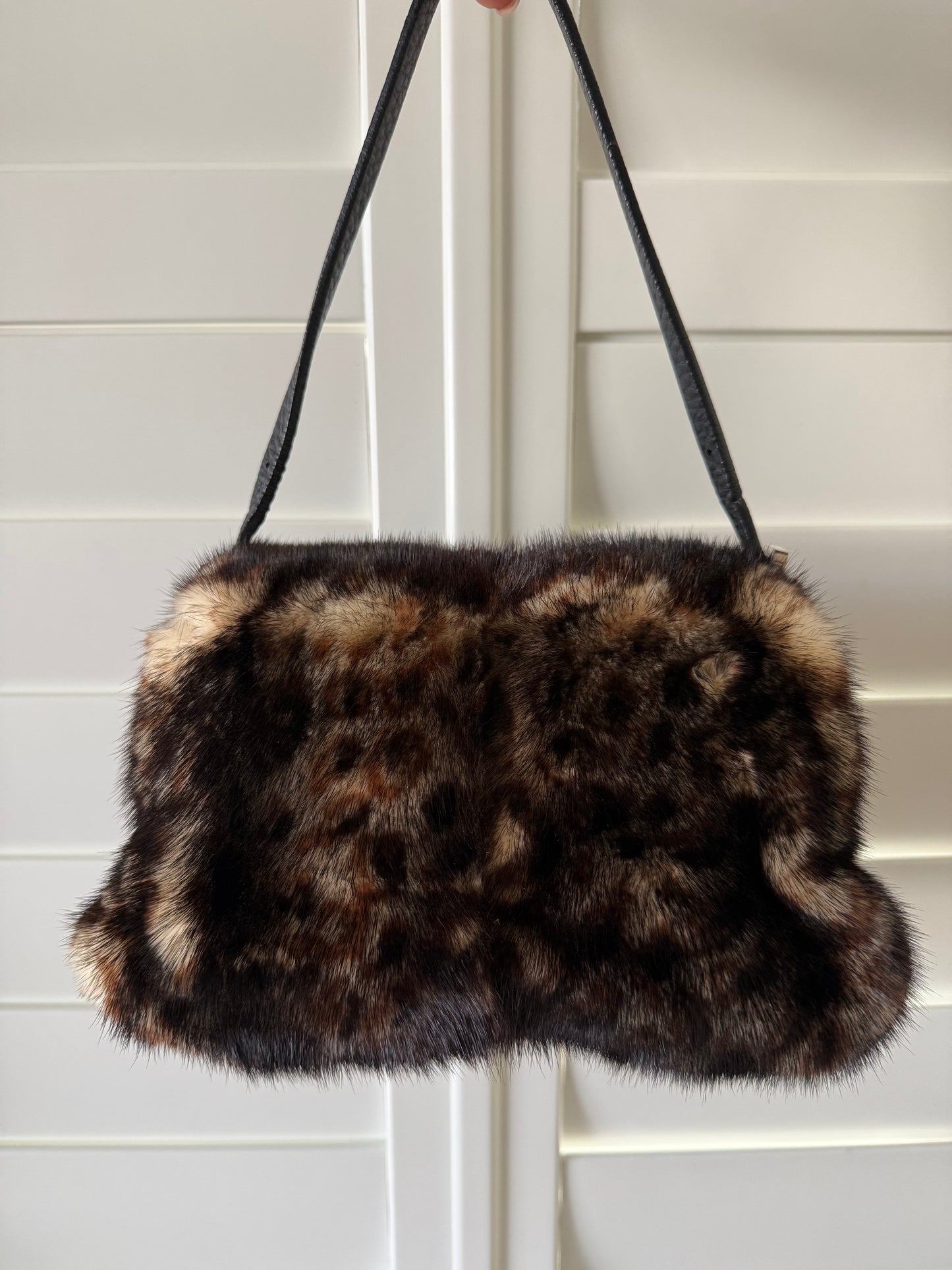Fendi Mini Mama Selleria Baguette in Leopard Mink Fur