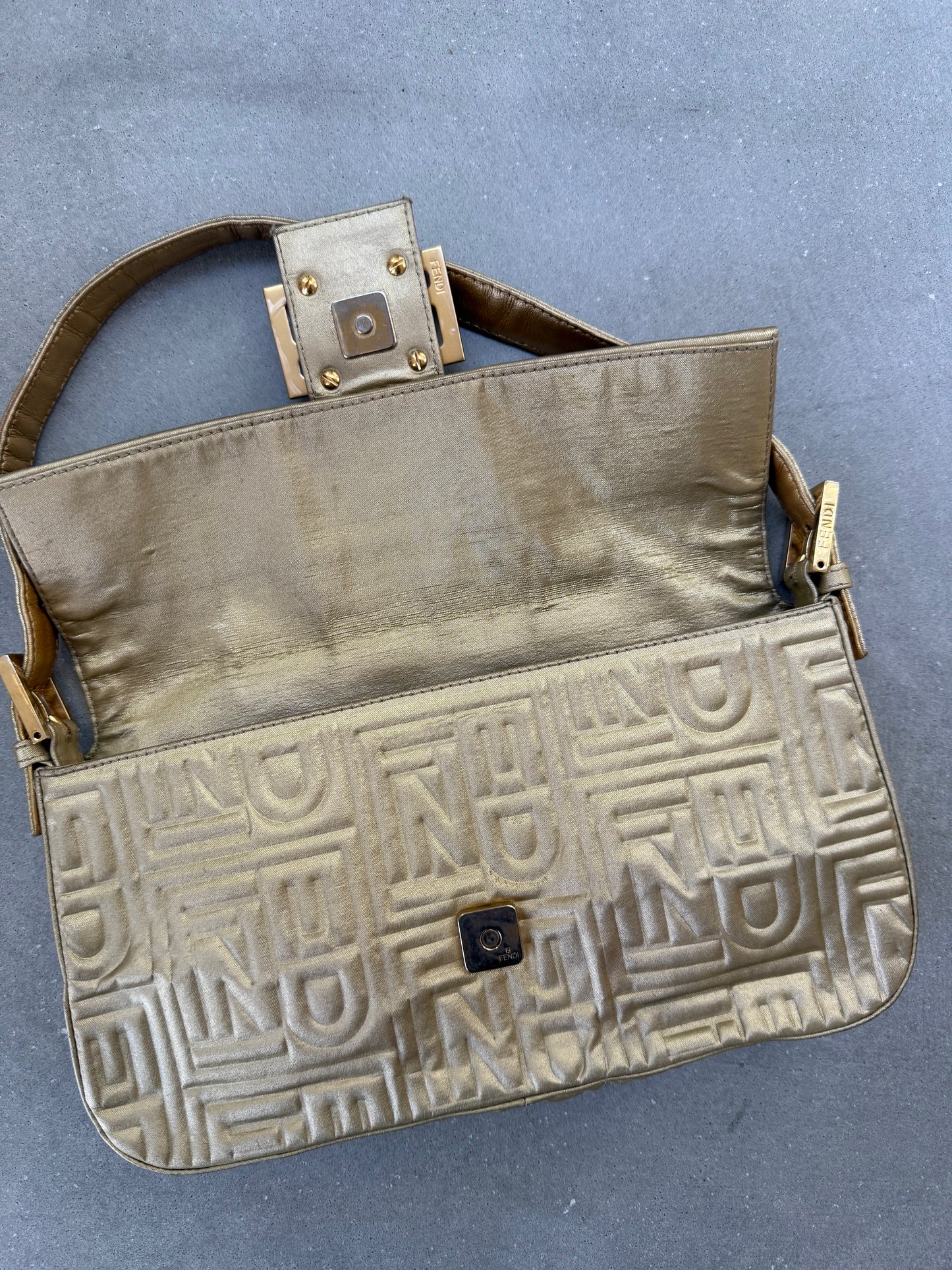Fendi Gold Embossed Baguette