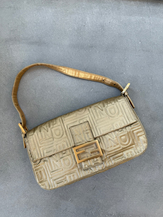 Fendi Gold Embossed Baguette