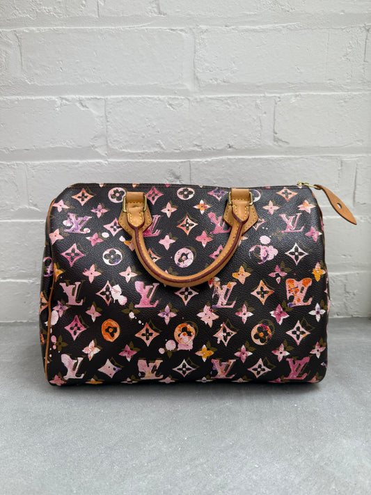 Limited Edition Louis Vuitton X Richard Prince Watercolour Aquarelle Monogram Speedy 30