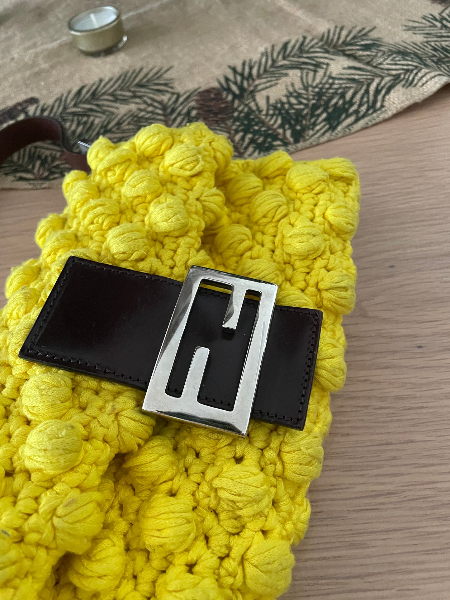 Fendi Yellow Crochet Baguette