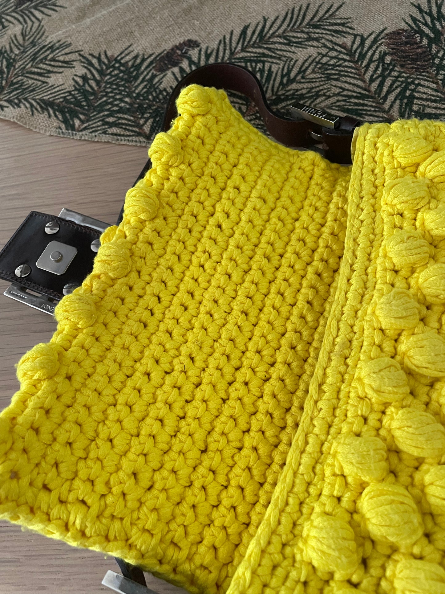 Fendi Yellow Crochet Baguette