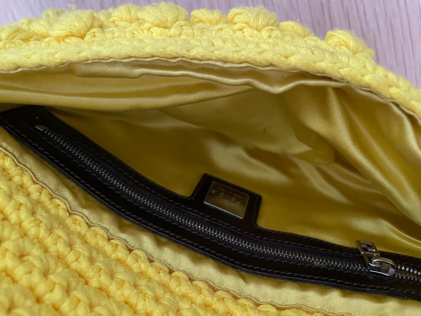 Fendi Yellow Crochet Baguette