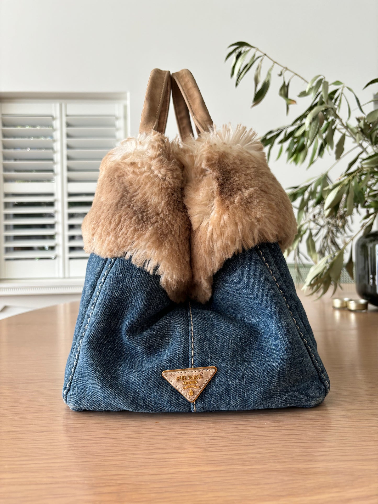 Prada Limited Edition Fur Canapa Tote Bag