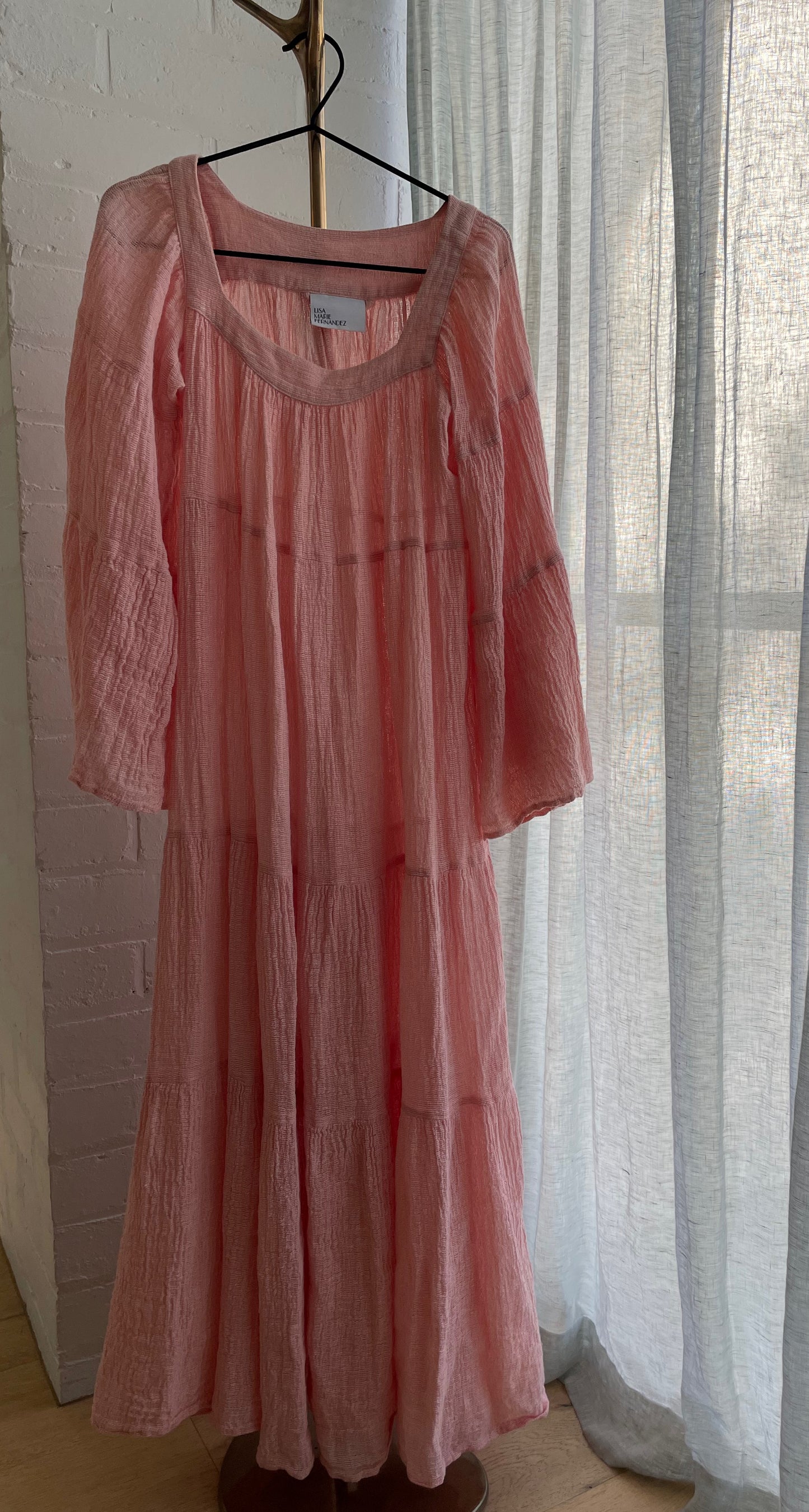 Lisa Marie Fernandez Gathered Linen Dress Size 2