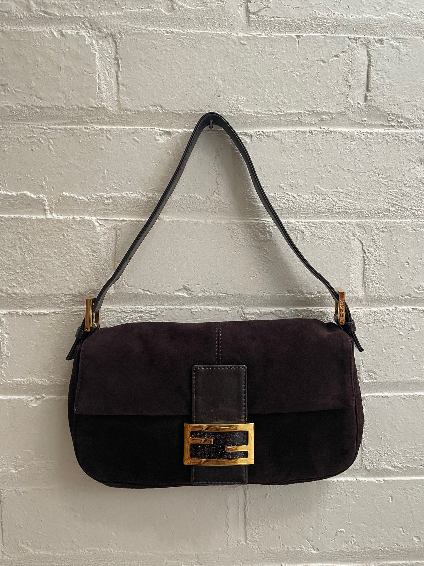 Fendi Chocolate Brown Suede Baguette