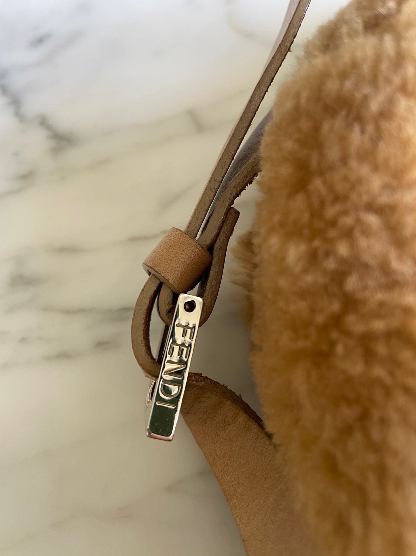 Fendi Brown Fur Logo Shoulder Bag