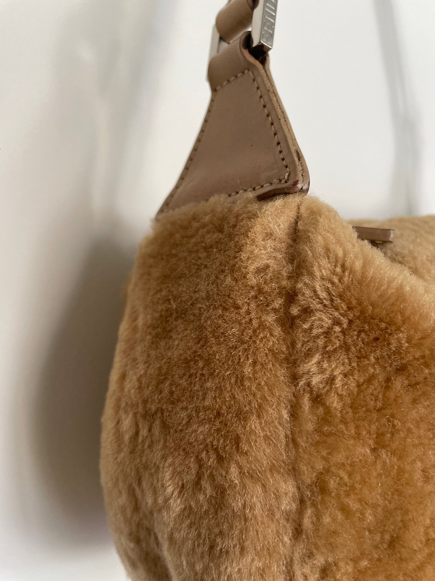 Fendi Brown Fur Logo Shoulder Bag