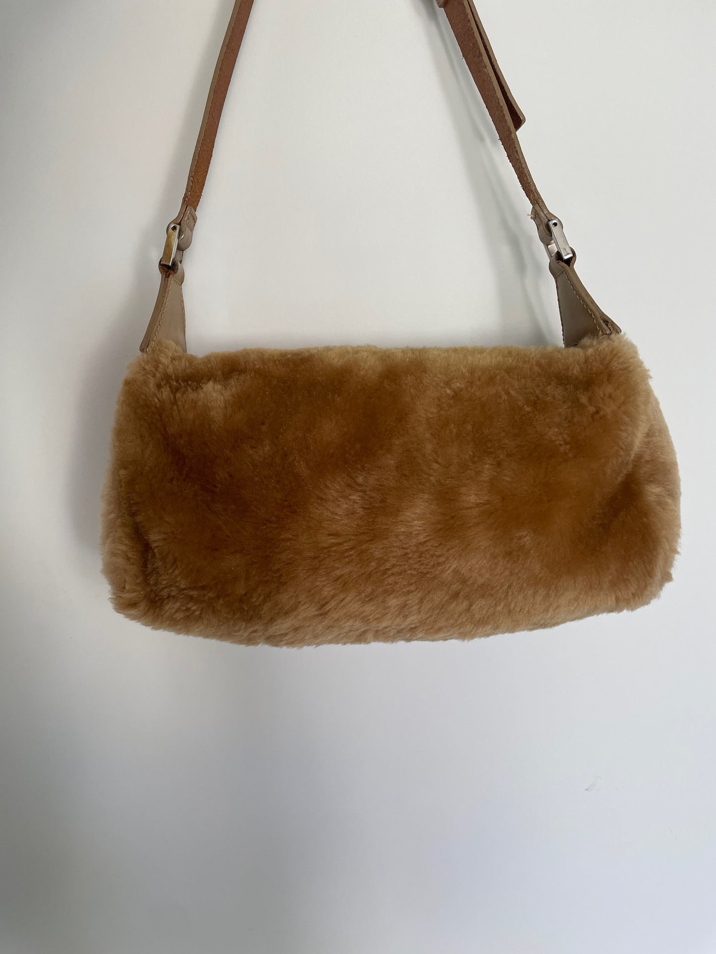 Fendi Brown Fur Logo Shoulder Bag