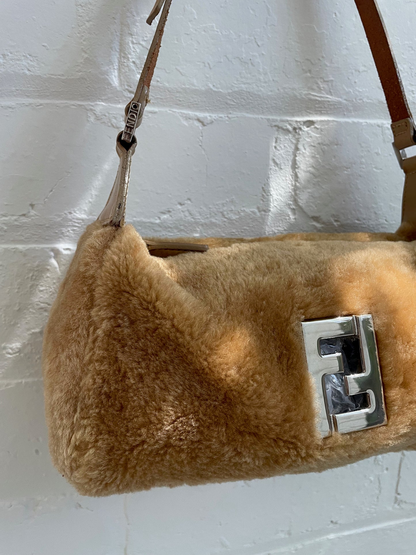 Fendi Brown Fur Logo Shoulder Bag