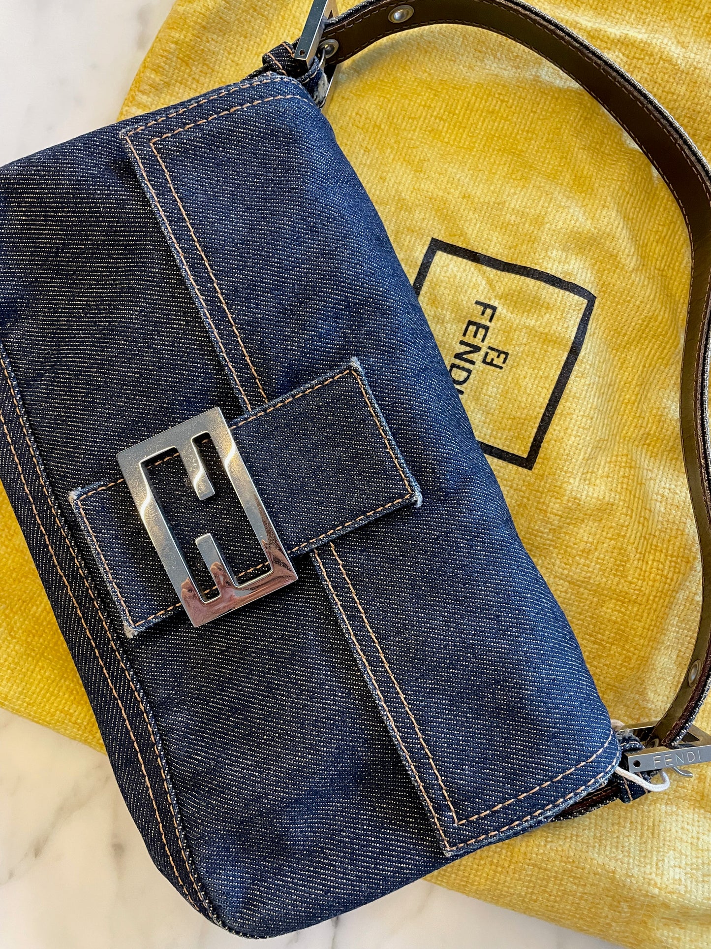 Vintage Fendi Denim Baguette