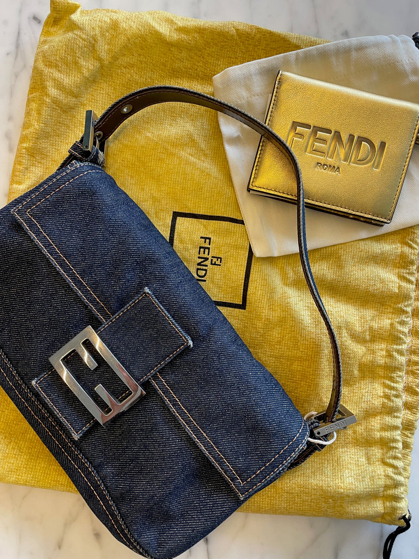 Vintage Fendi Denim Baguette