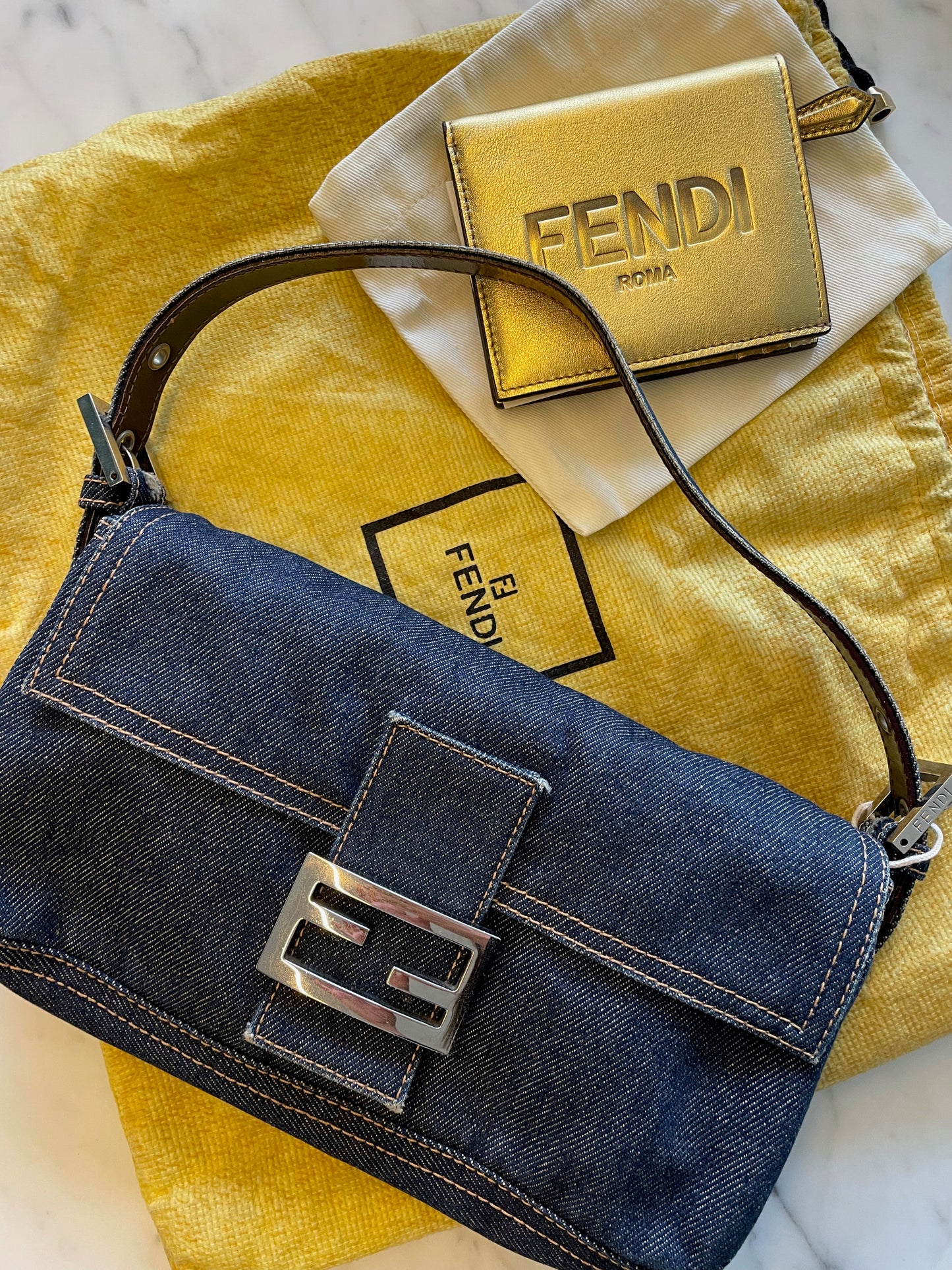 Vintage Fendi Denim Baguette