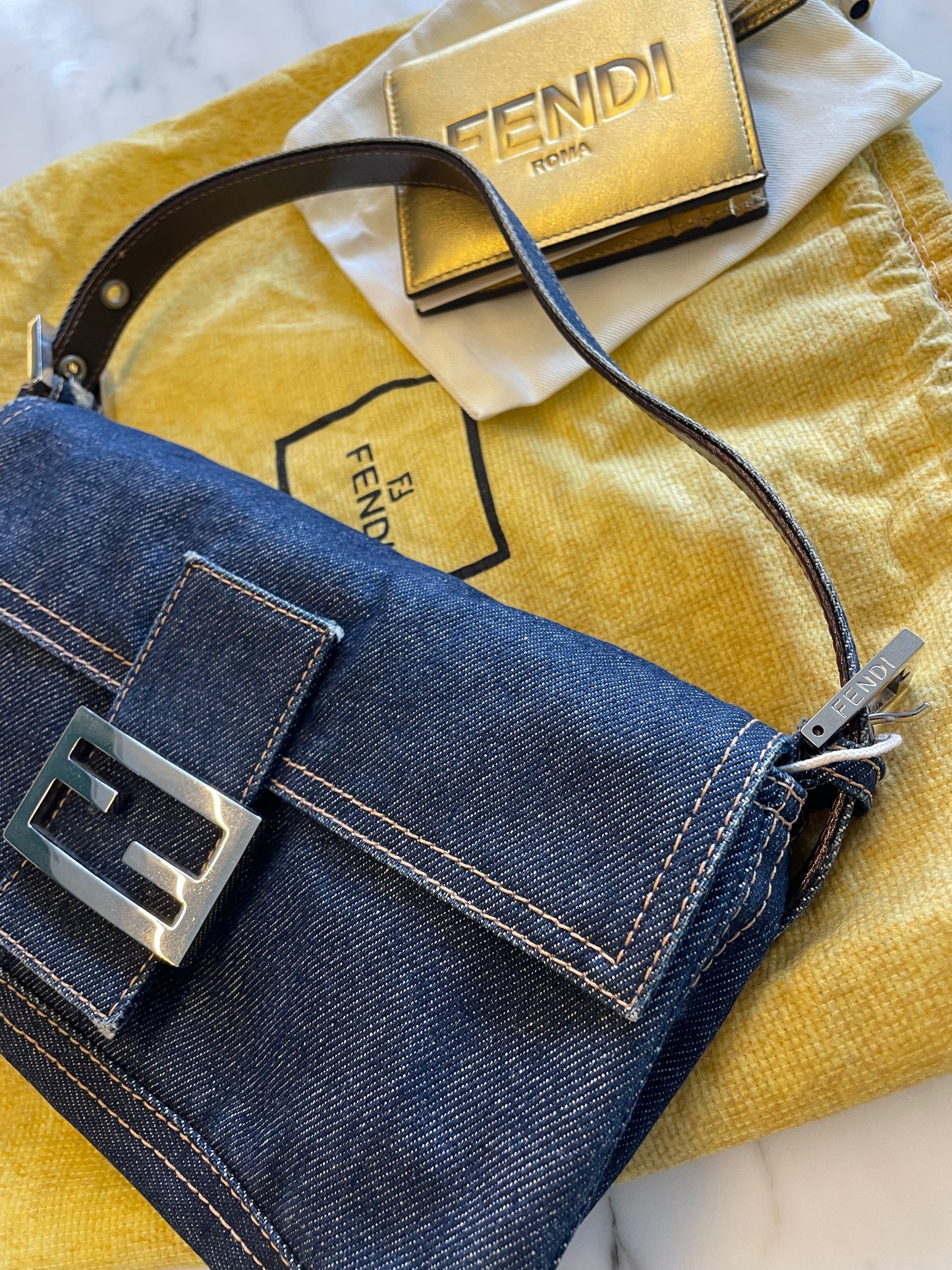 Vintage Fendi Denim Baguette