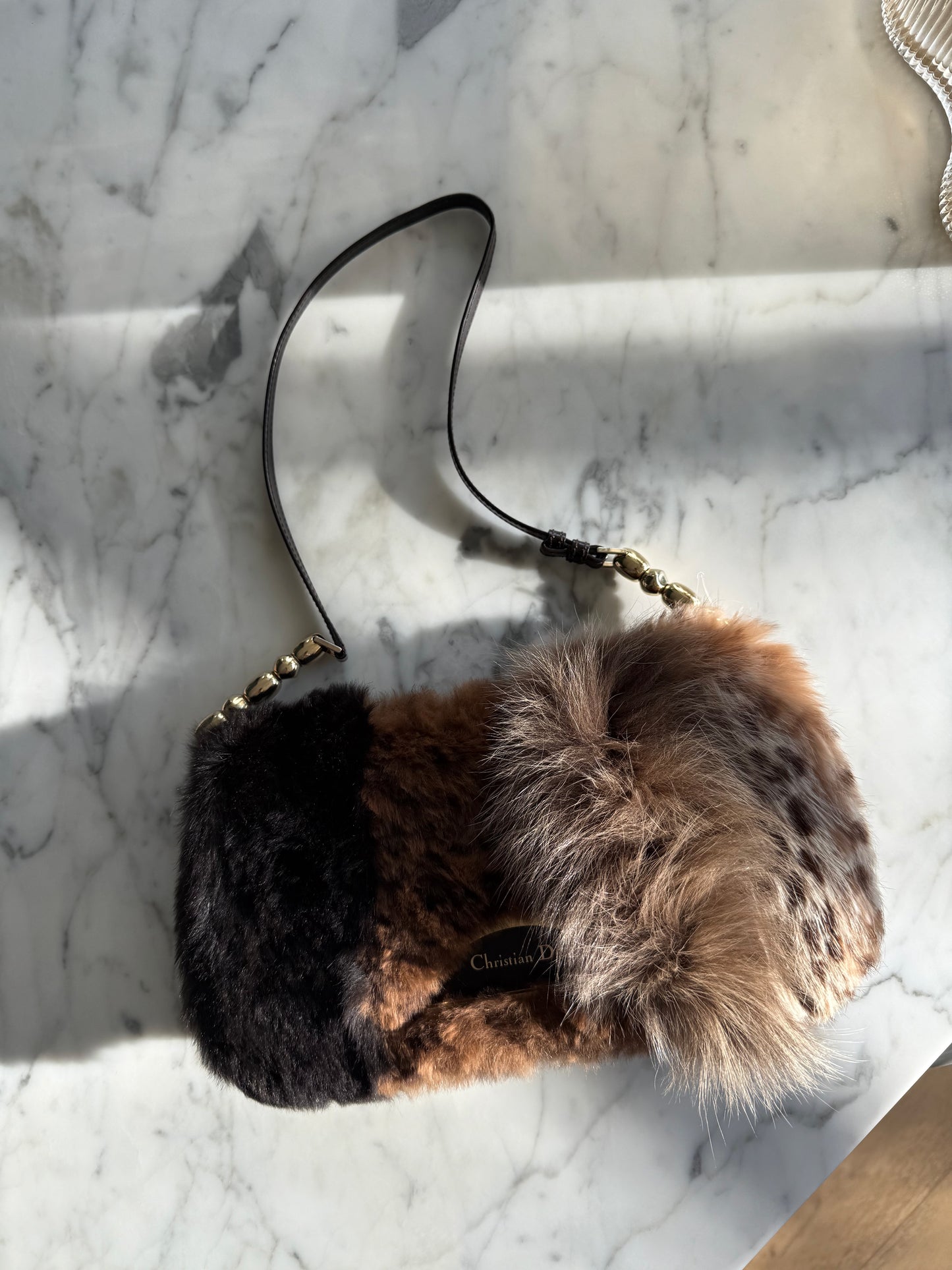 Vintage Christian Dior Leopard Print Pharmacy Pearl Shoulder Bag