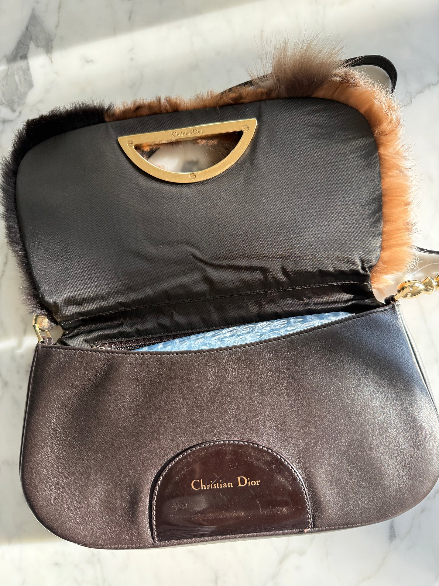 Vintage Christian Dior Leopard Print Pharmacy Pearl Shoulder Bag