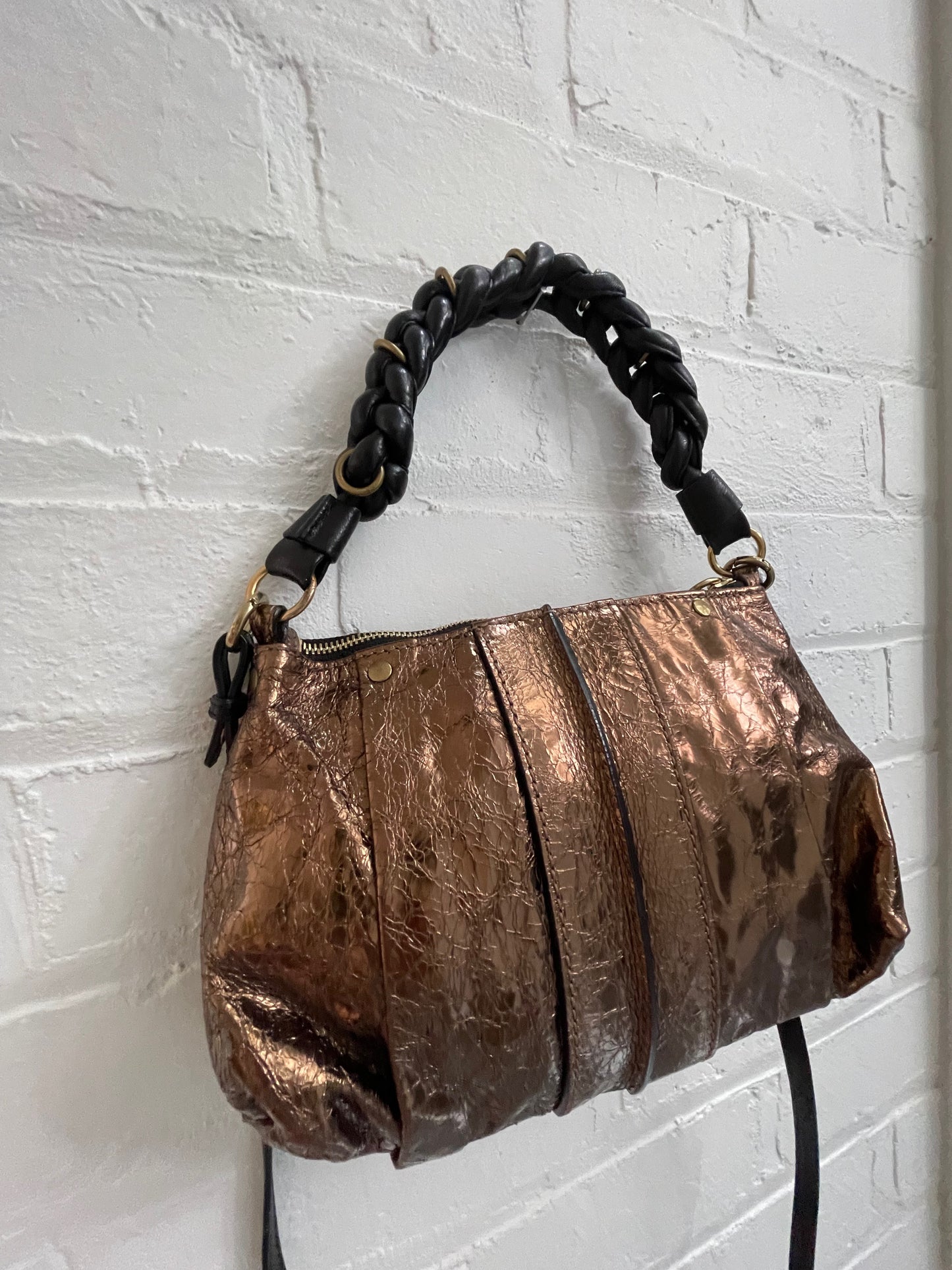 Chloe Metallic Bronze Leather Shoulder Bag with Coin Pouch