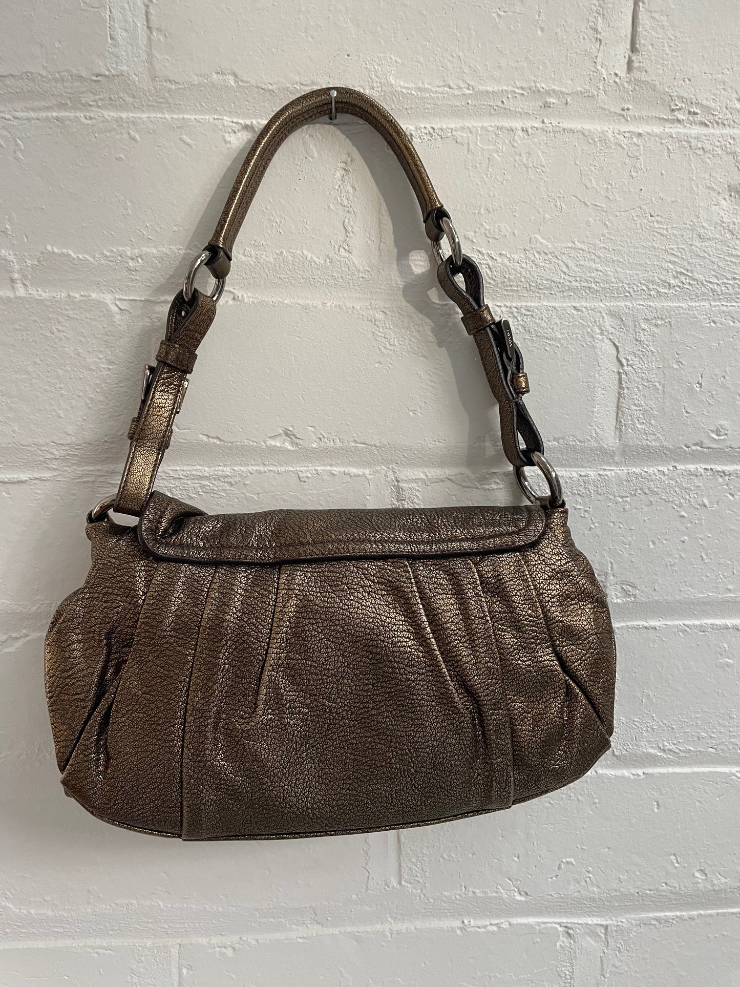 Prada Bronze Pushlock Flap Leather Bag