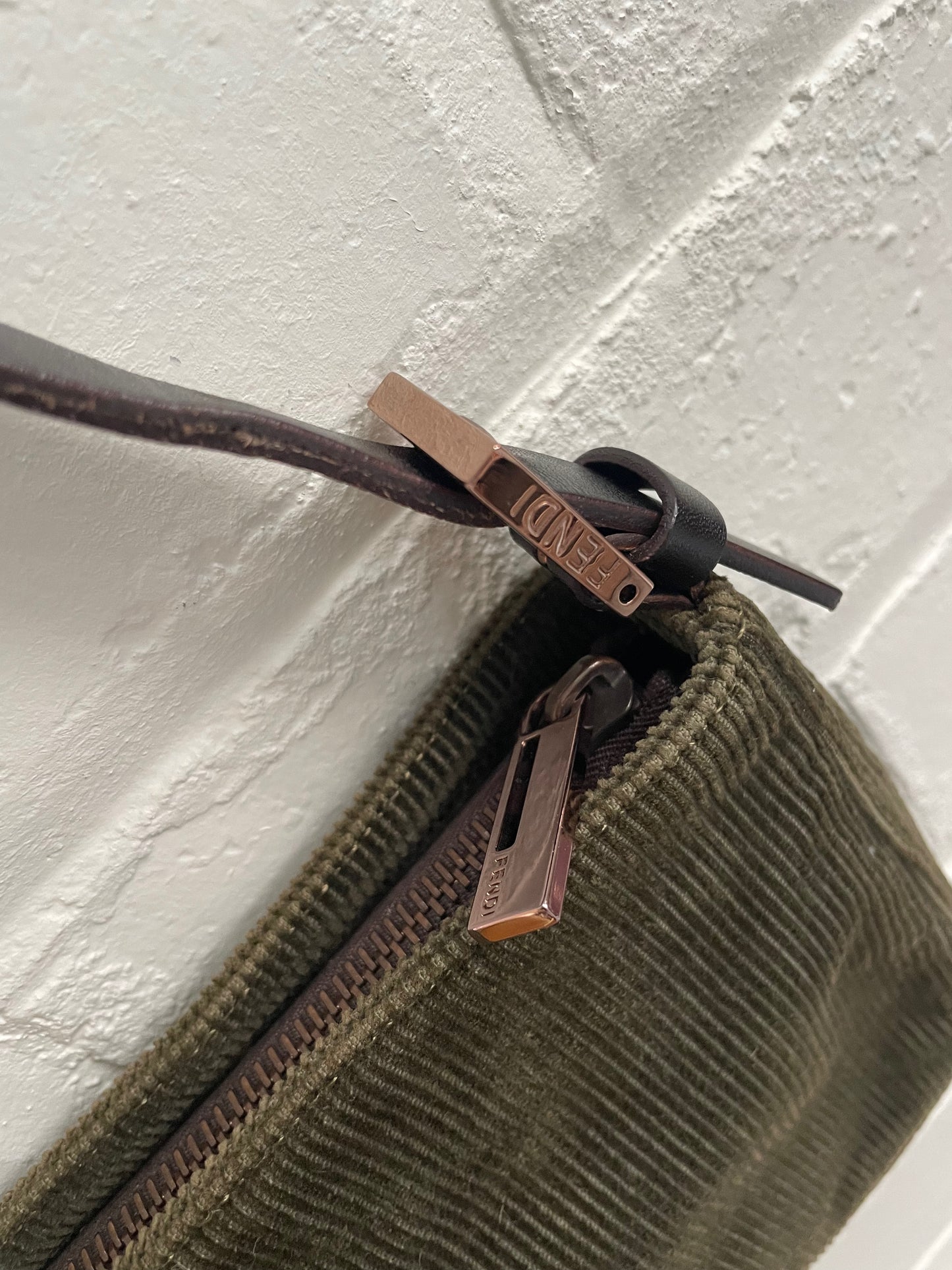 Fendi Corduroy Khaki Baguette