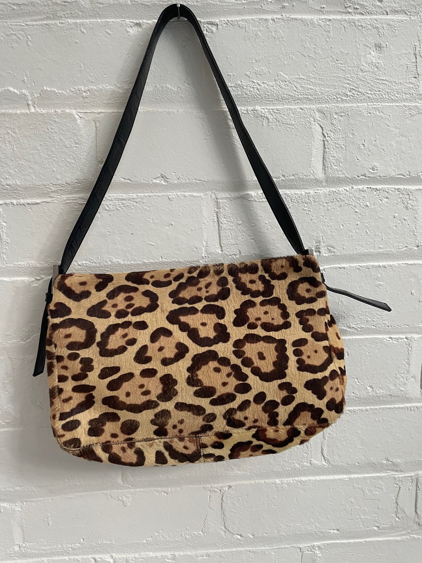 Fendi Leopard Pony Hair FF Logo Shoulder Bag