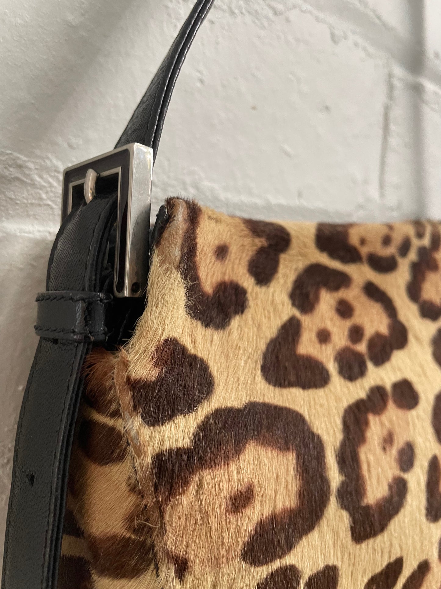 Fendi Leopard Pony Hair FF Logo Shoulder Bag