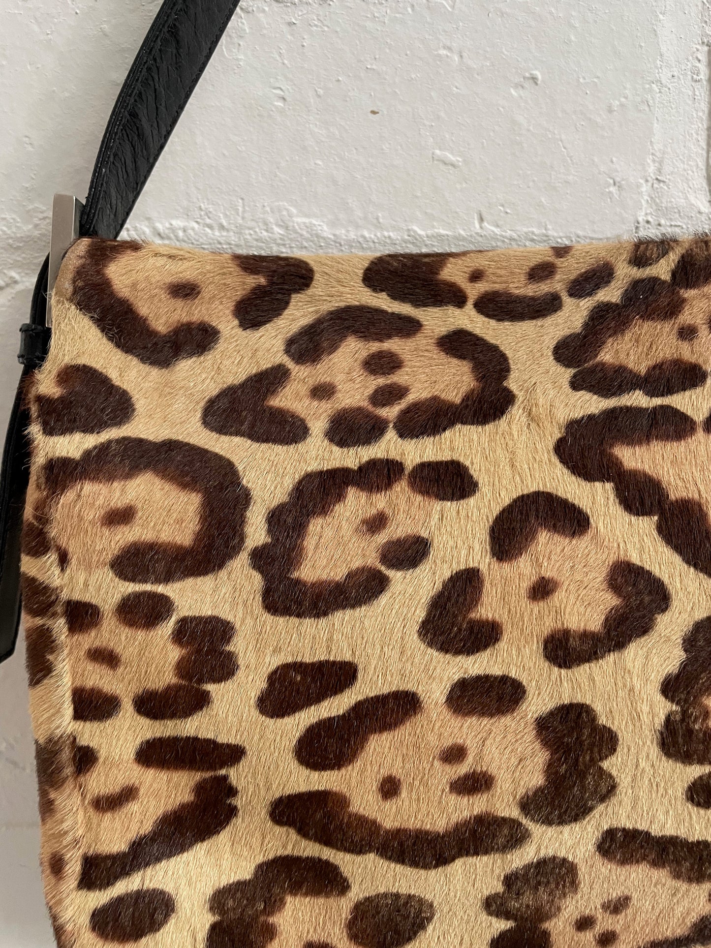 Fendi Leopard Pony Hair FF Logo Shoulder Bag