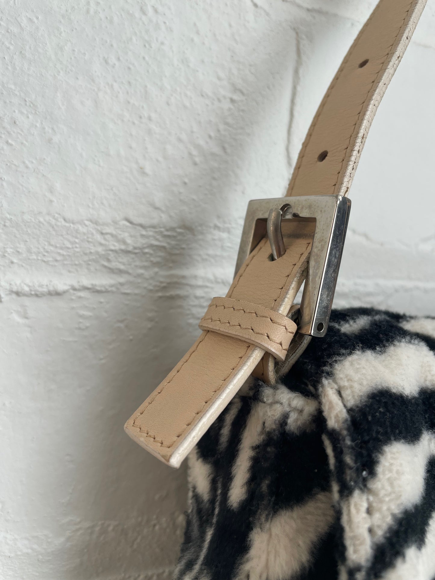 Fendi Zebra Print Baguette with Contrasting Red Buckle