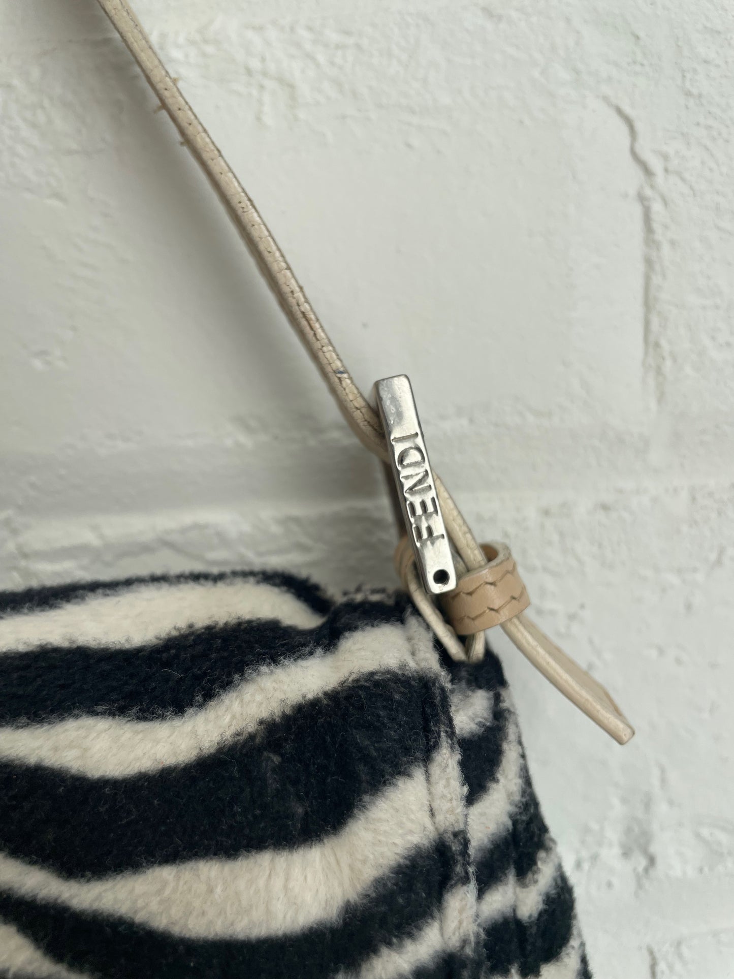 Fendi Zebra Print Baguette with Contrasting Red Buckle