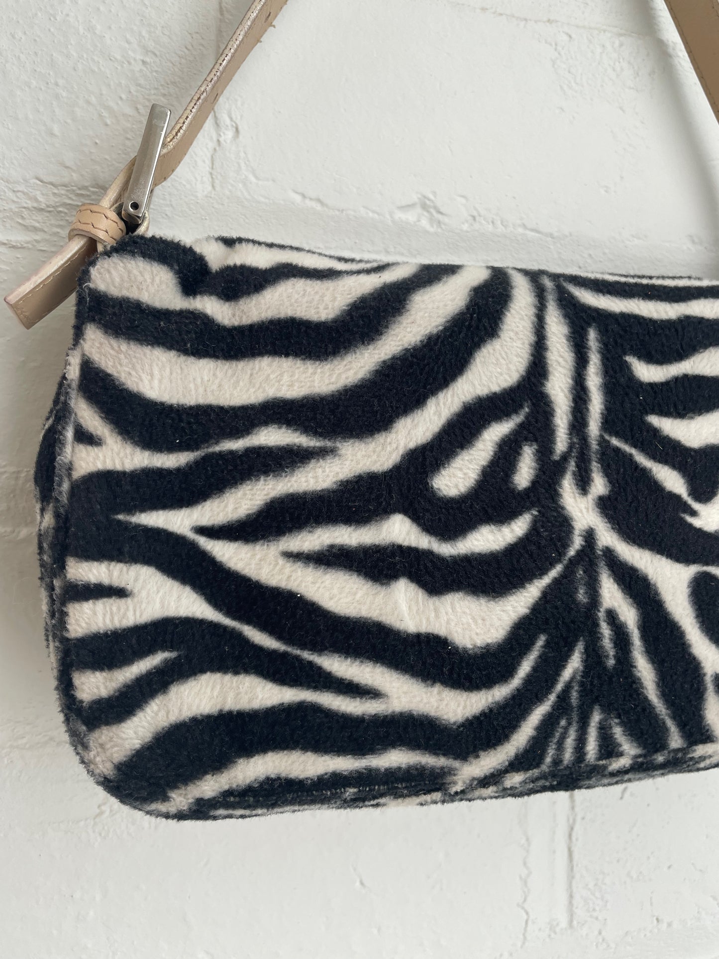 Fendi Zebra Print Baguette with Contrasting Red Buckle