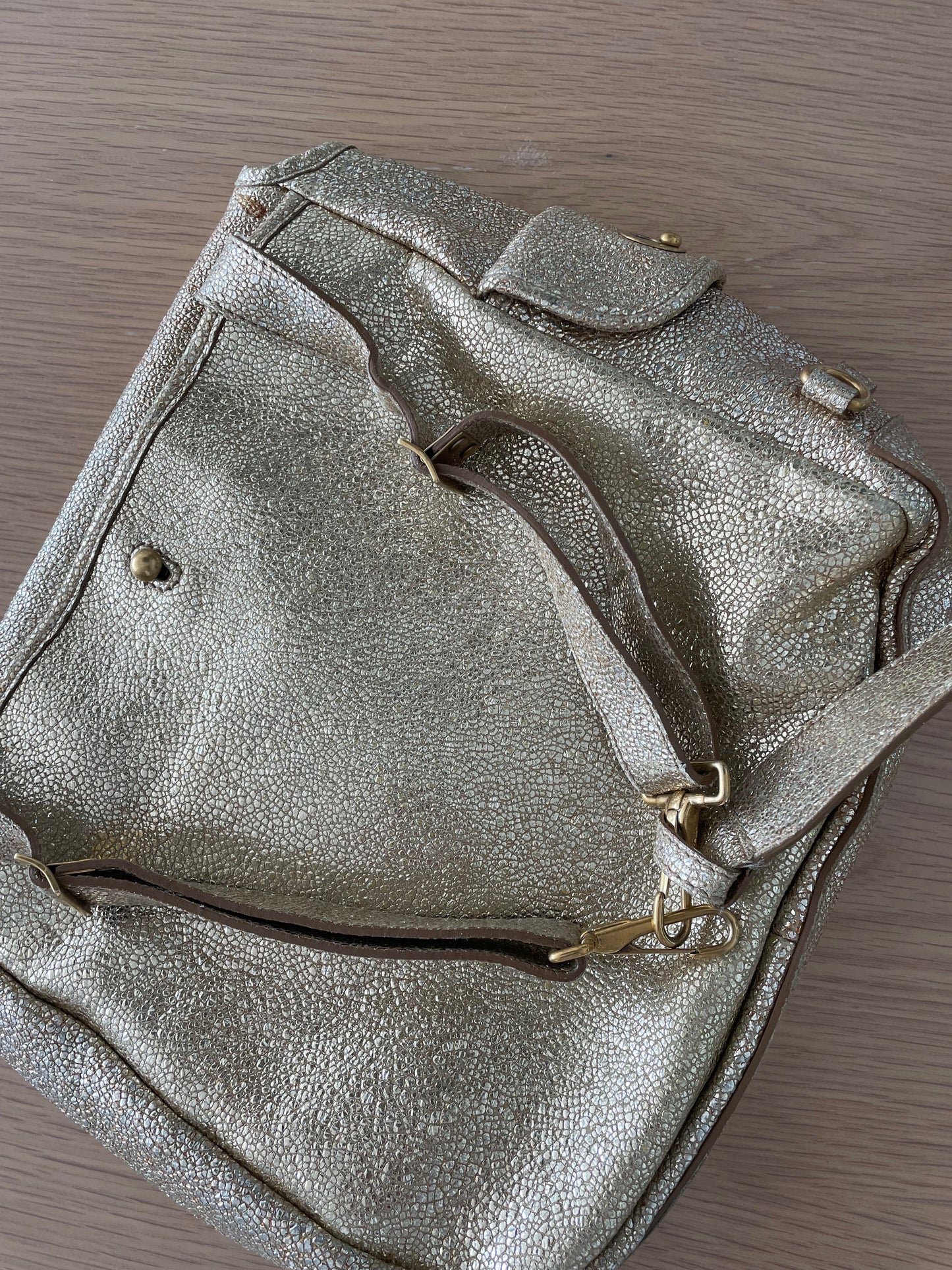 YSL Gold Leather Besace Messenger Bag