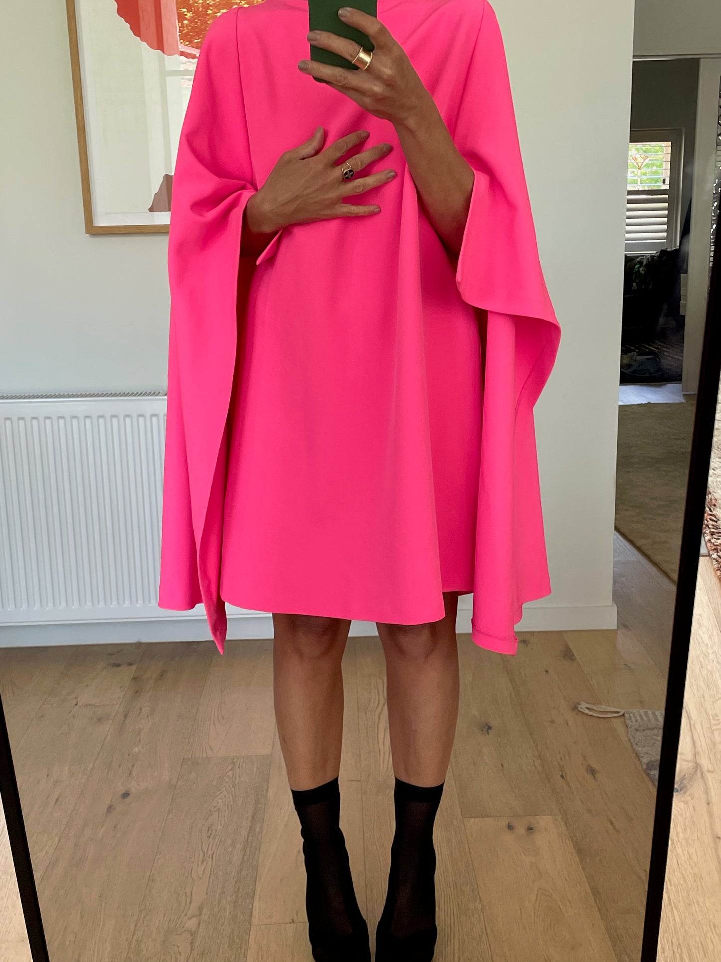 Essential Antwerp Caiman Cape Dress in Shocking Rose Size 38 (10)