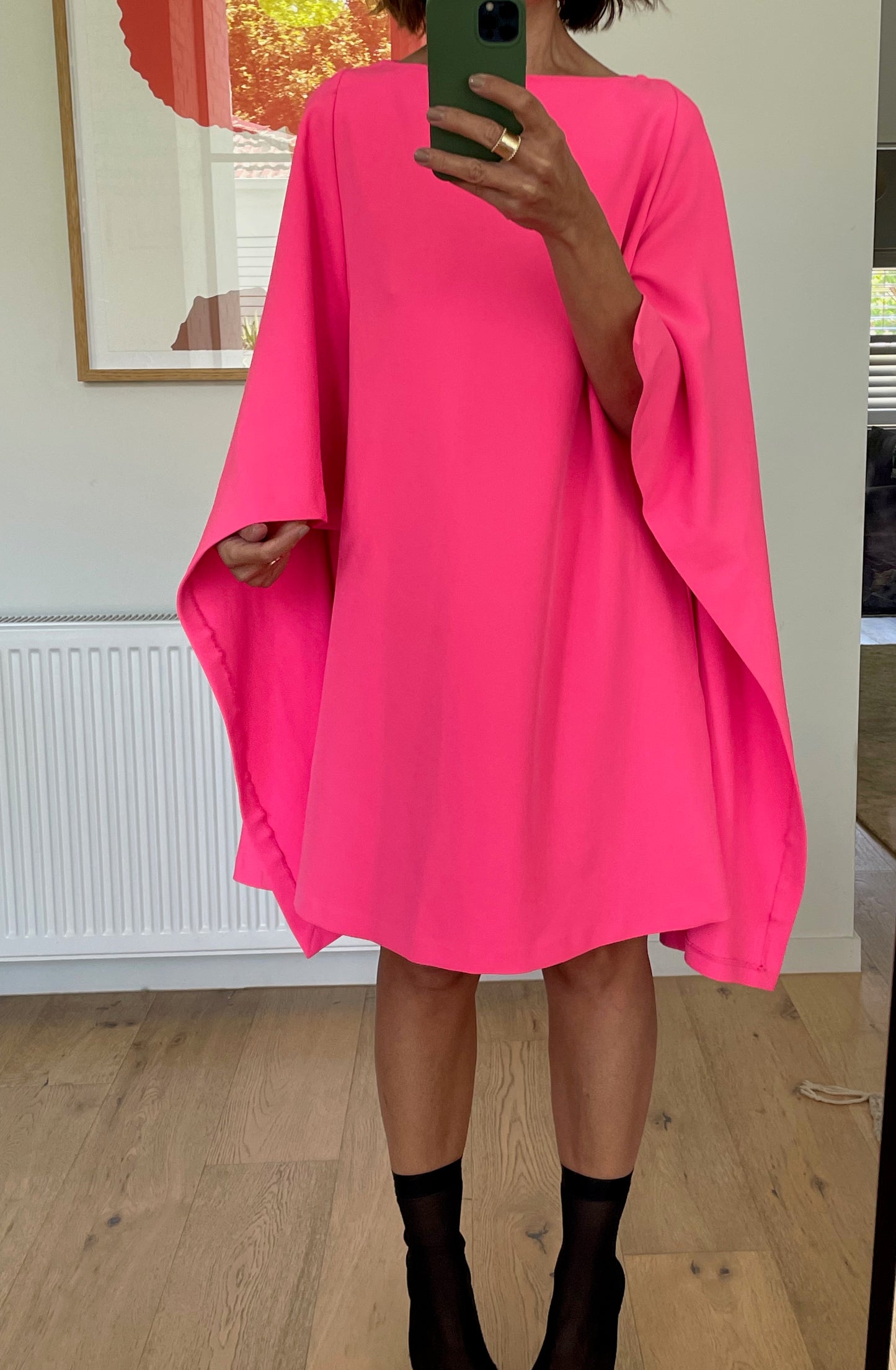 Essential Antwerp Caiman Cape Dress in Shocking Rose Size 38 (10)