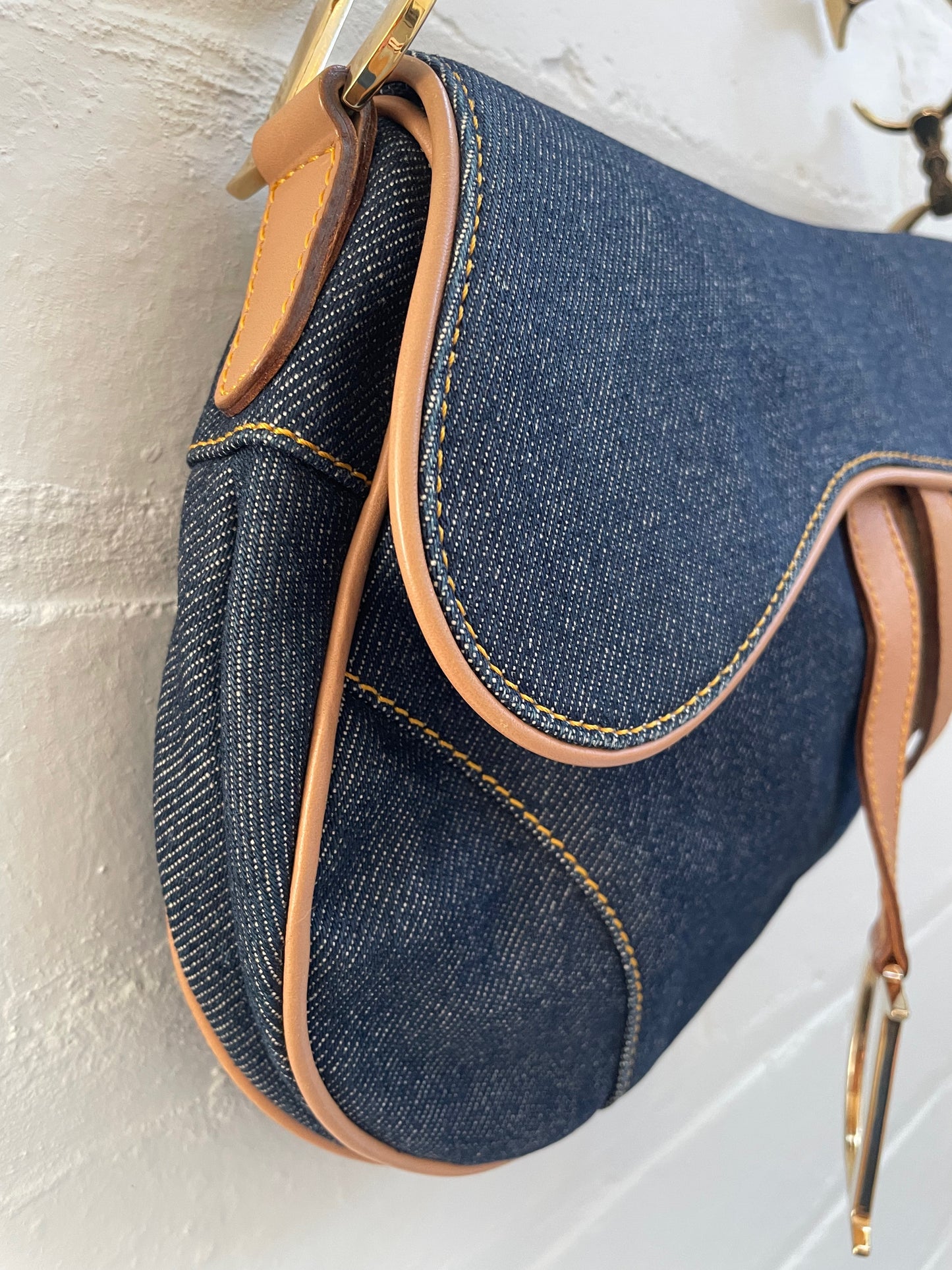 Dior Denim and Leather Saddle Bag