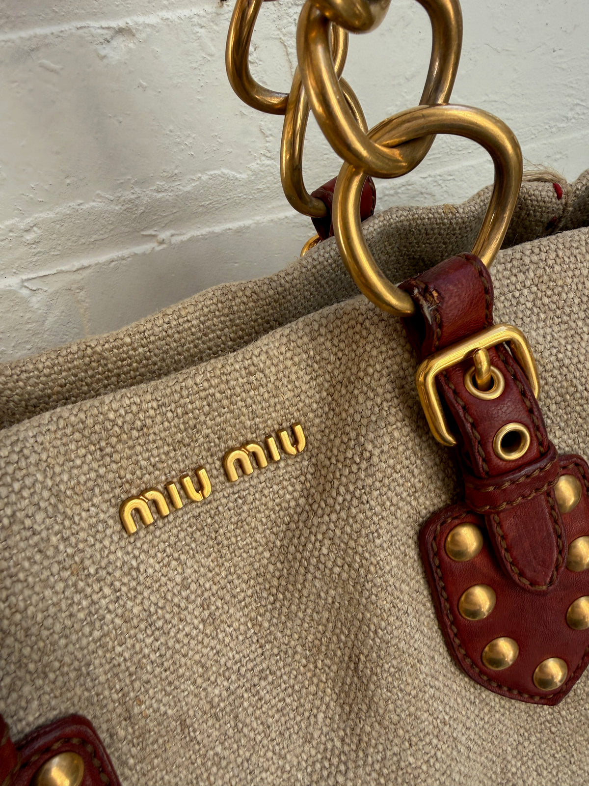 Vintage Miu Miu Hemp Fringe Tote Bag