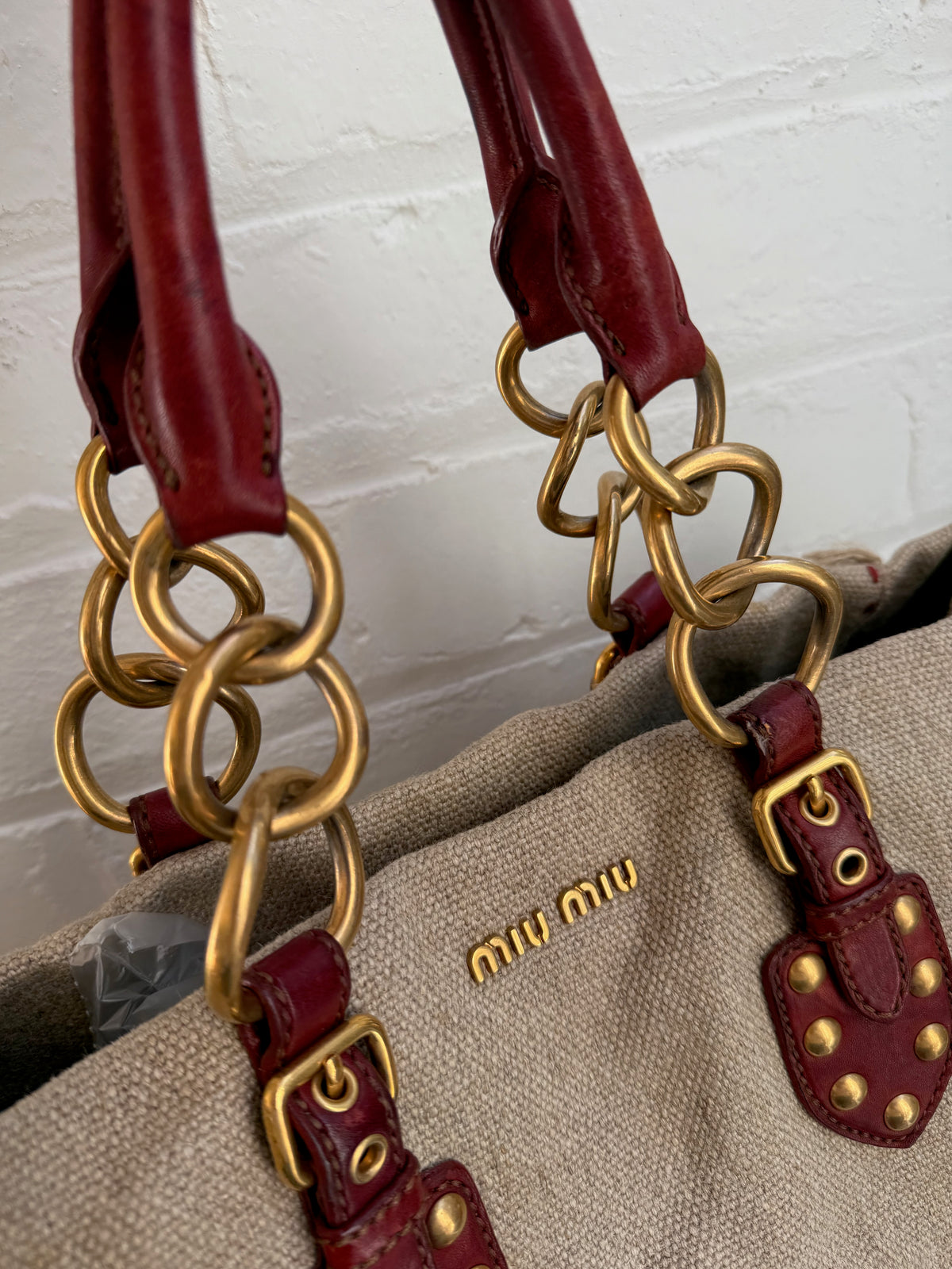 Vintage Miu Miu Hemp Fringe Tote Bag
