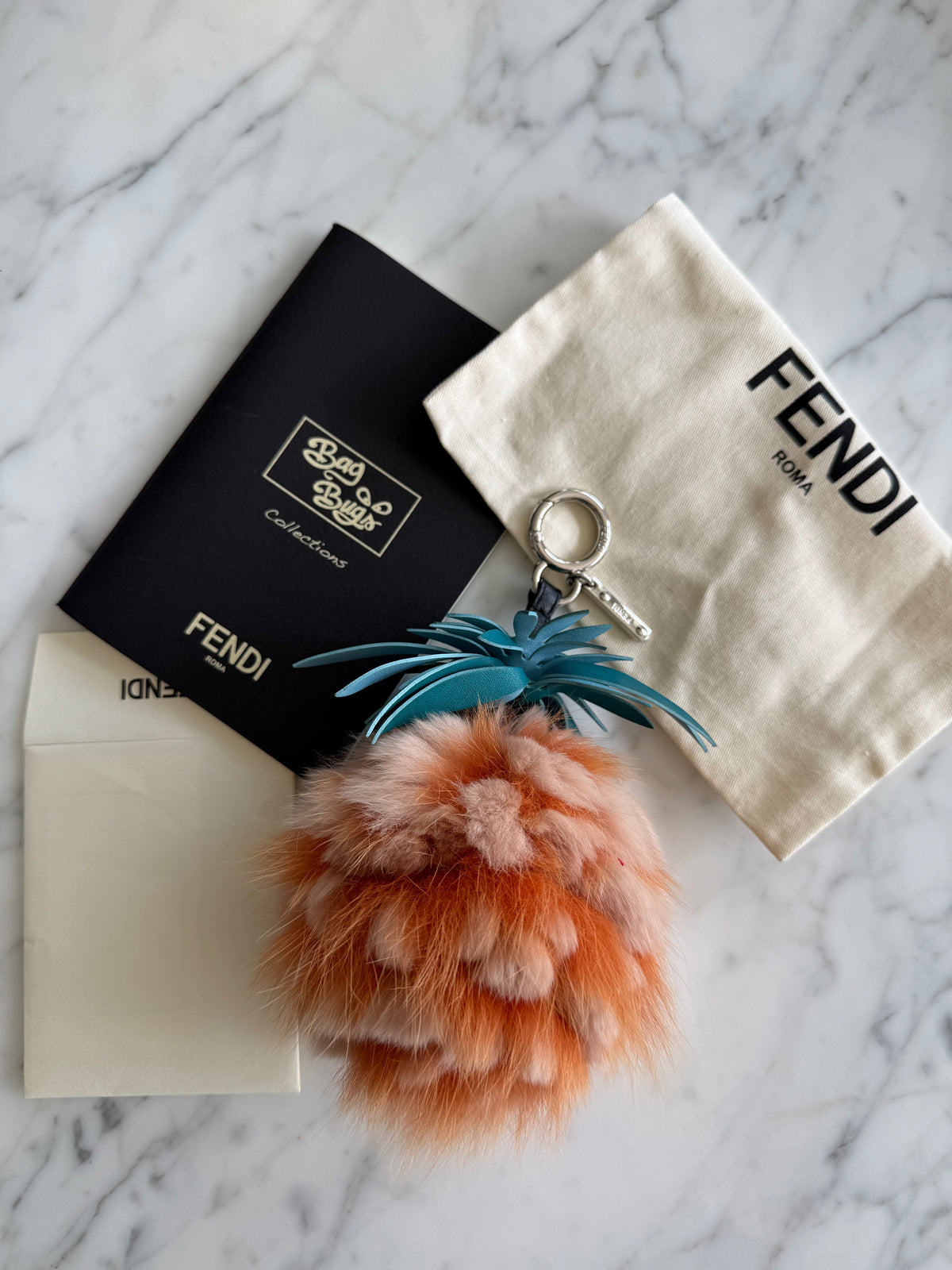 Fendi Mink Fur Pineapple Bag Charm / Keyring