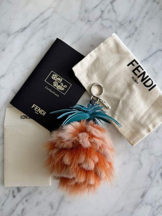 Fendi Mink Fur Pineapple Bag Charm / Keyring