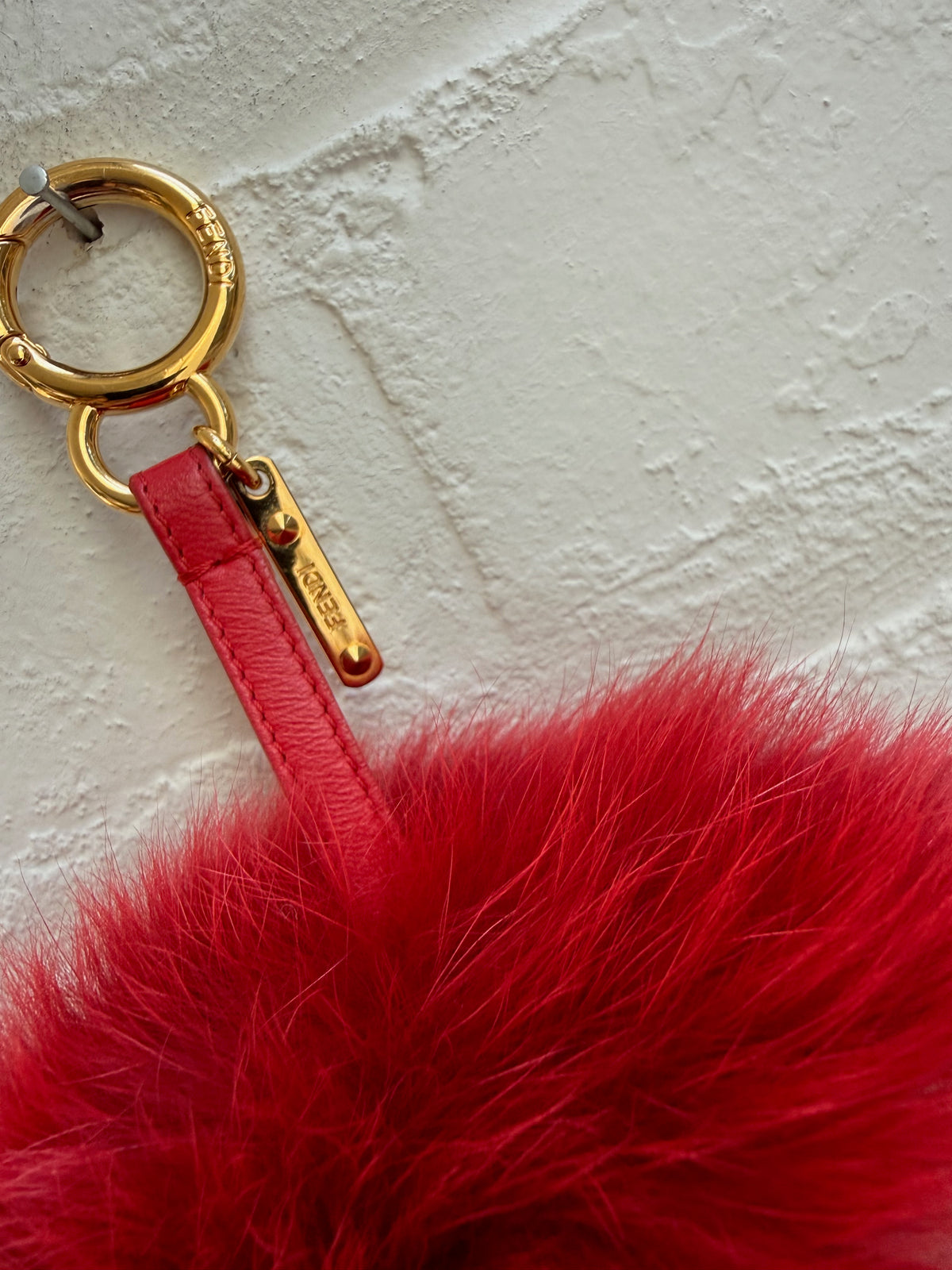 Fendi Fox Fur Love Heart Pom Pom Charm / Key Chain