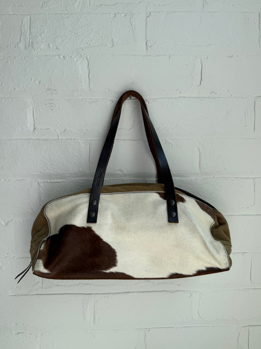 Vintage Miu Miu S/S 1998 Cow-Print Calf Hair & Corduroy Bag