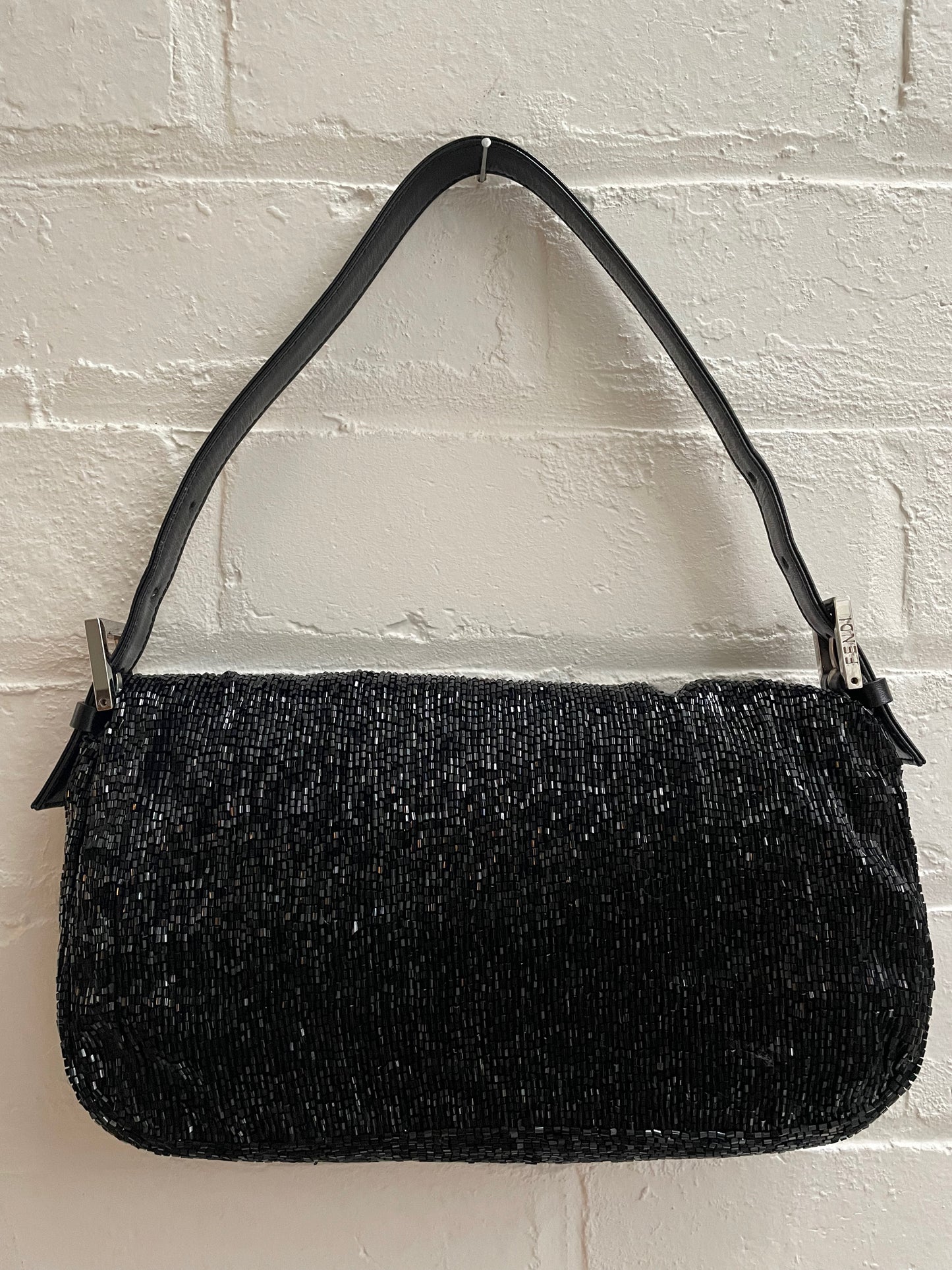 Fendi Black Beaded Baguette