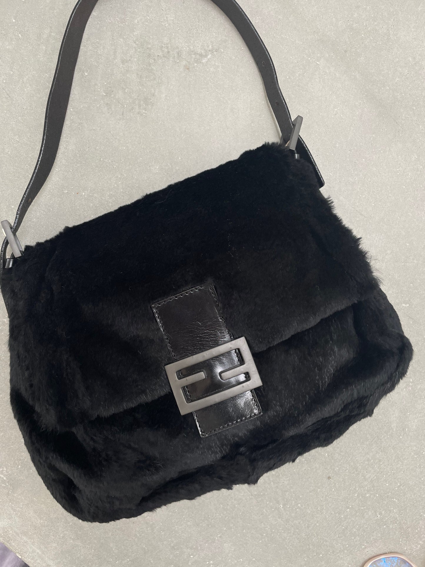 Fendi Black Fur Mamma Baguette