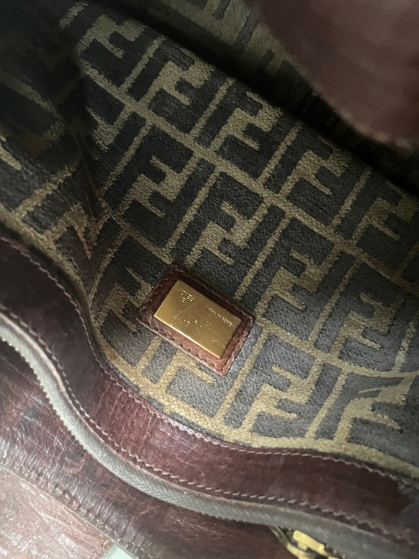 Fendi Velvet Zucca Vitello Forever Hobo Fango Grigio Bruciato