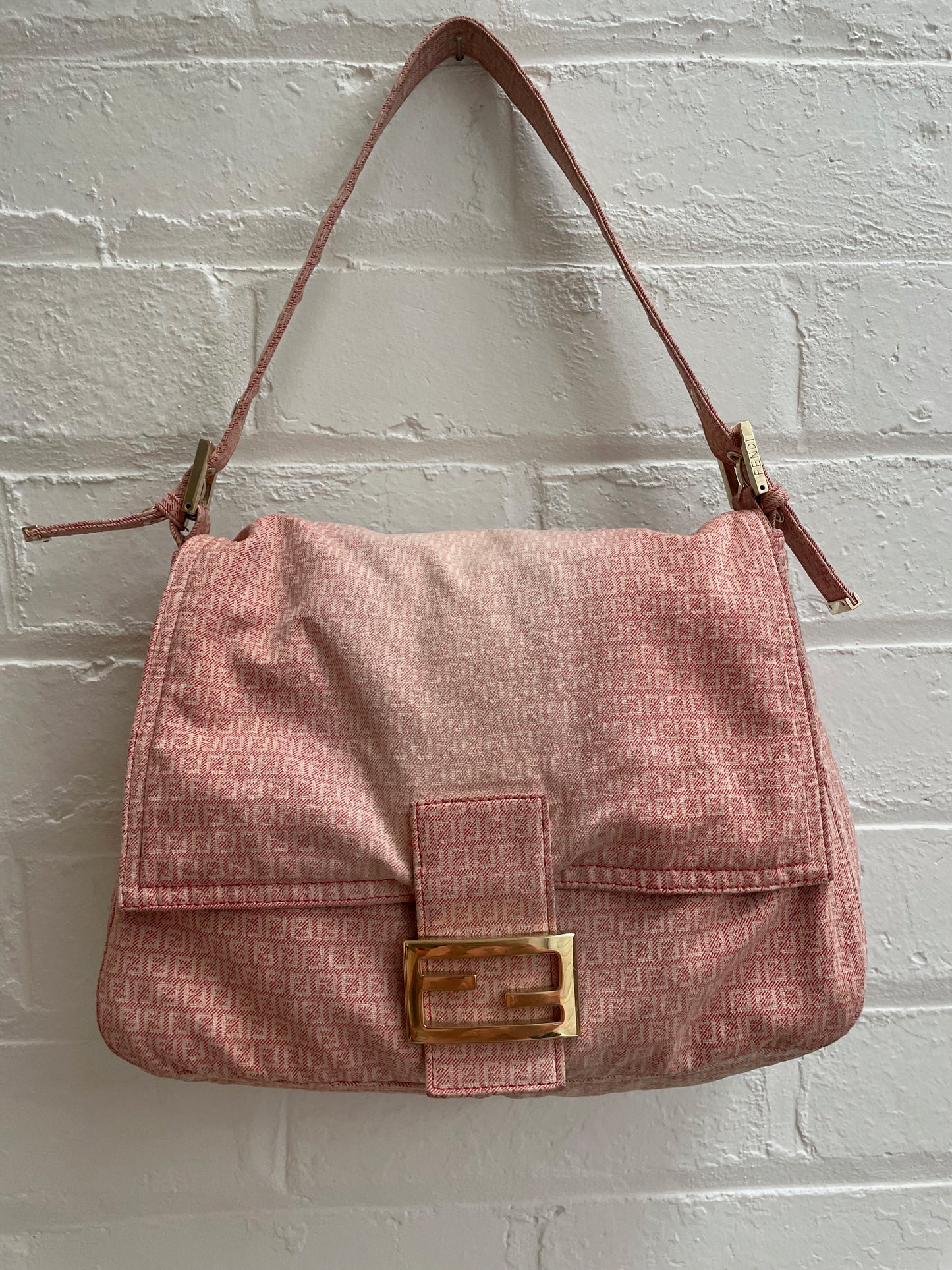 Fendi Zucca Pink Vintage Denim Mamma Baguette