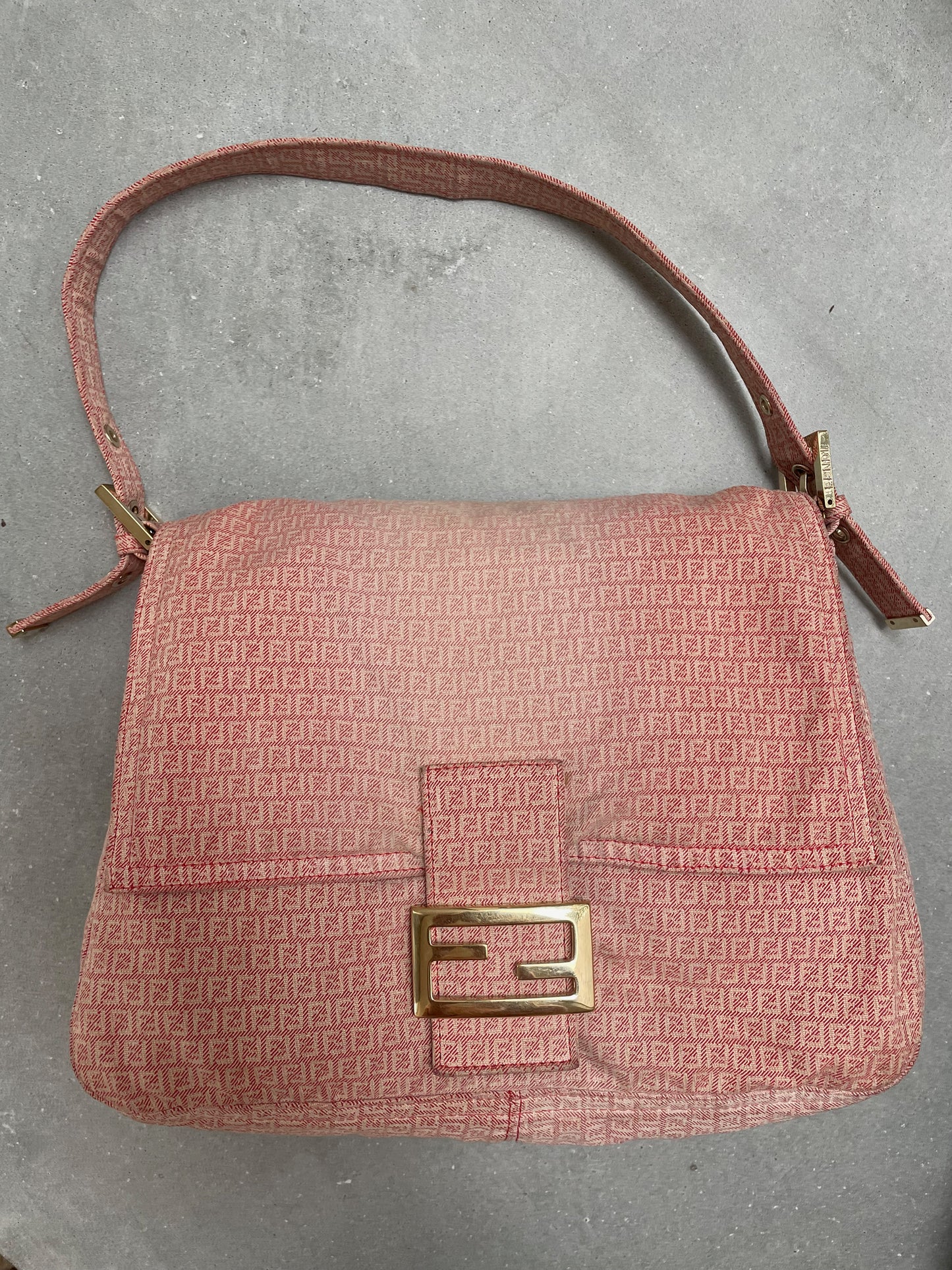 Fendi Zucca Pink Vintage Denim Mamma Baguette