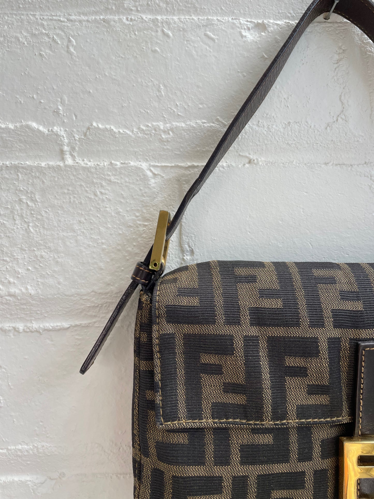 Fendi Zucca Baguette with Gold Hardware