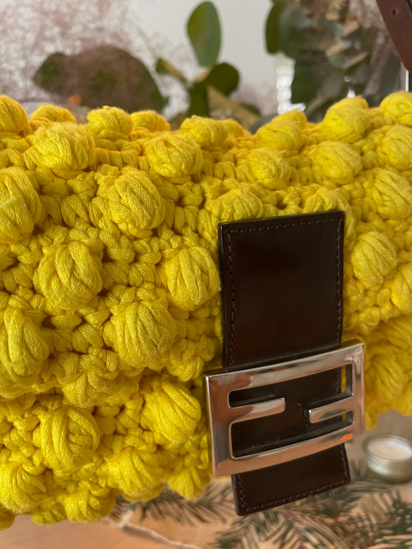 Fendi Yellow Crochet Baguette