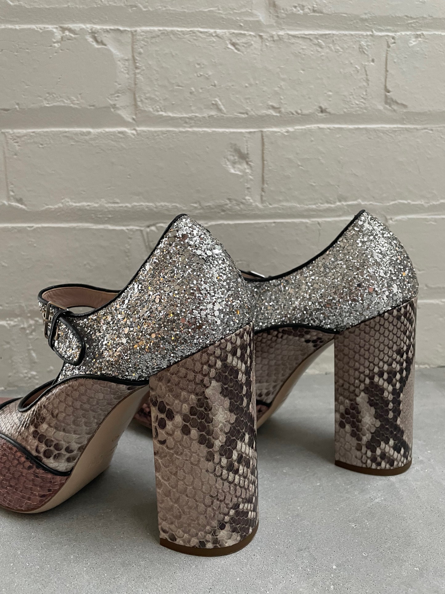 Prada Colourblock Glitter & Python Heels Size 40